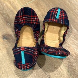 Tieks Heritage Plaid Women’s Size 7 Ballet Flats Shoes Blue Red Striped